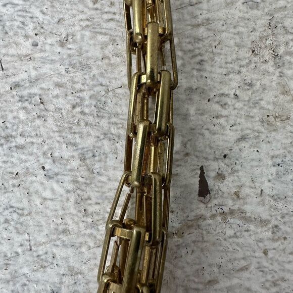 Vintage Antique Look Gold Tone Chunky Accordion Link Chain Necklace - Picture 3 of 8